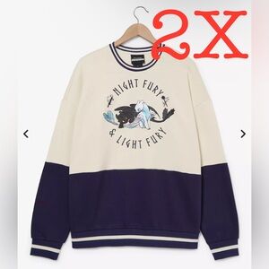 2X DreamWorks How To Train Your Dragon Toothless & Light Fury Panel Crewneck